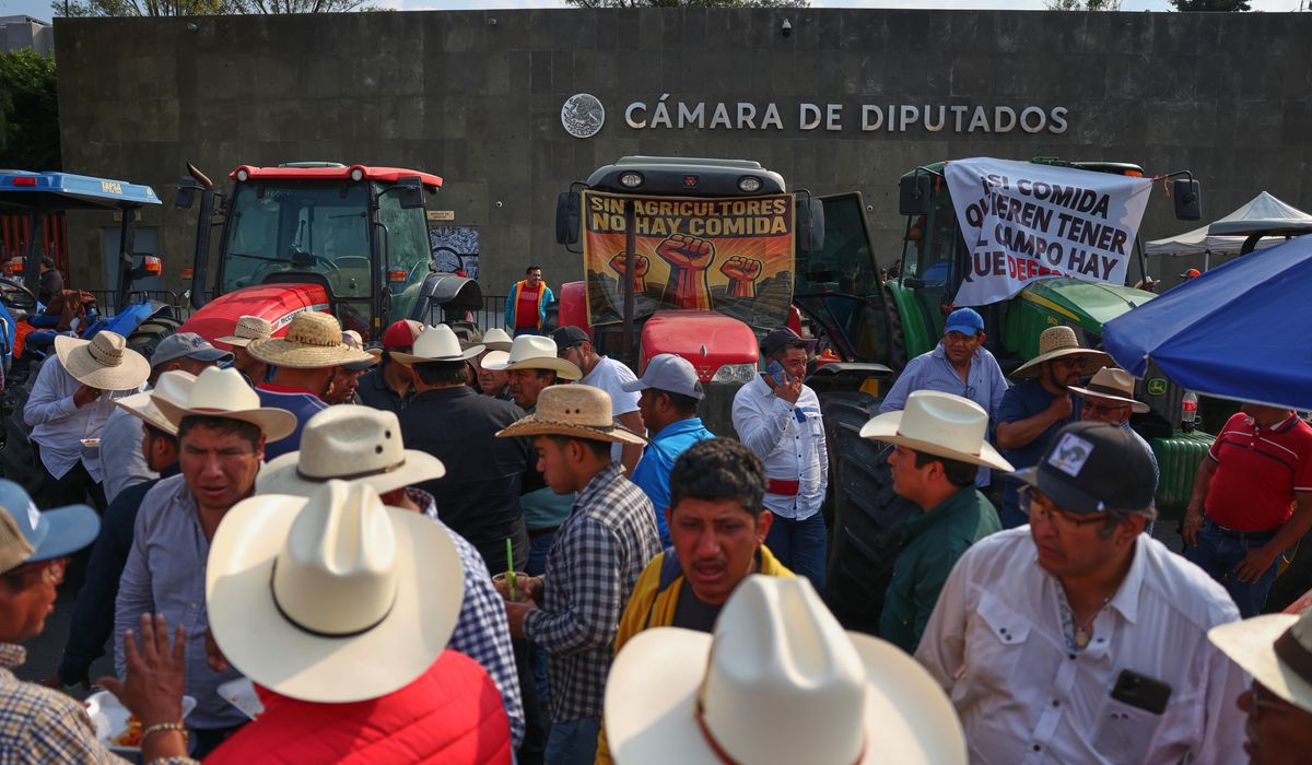 Farmers block Mexico’s Congress with tractors in protest against new national water law proposal