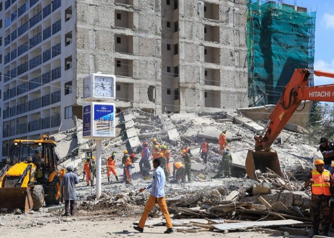 A tall building under construction falls in Nairobi, with 4 believed to be trapped